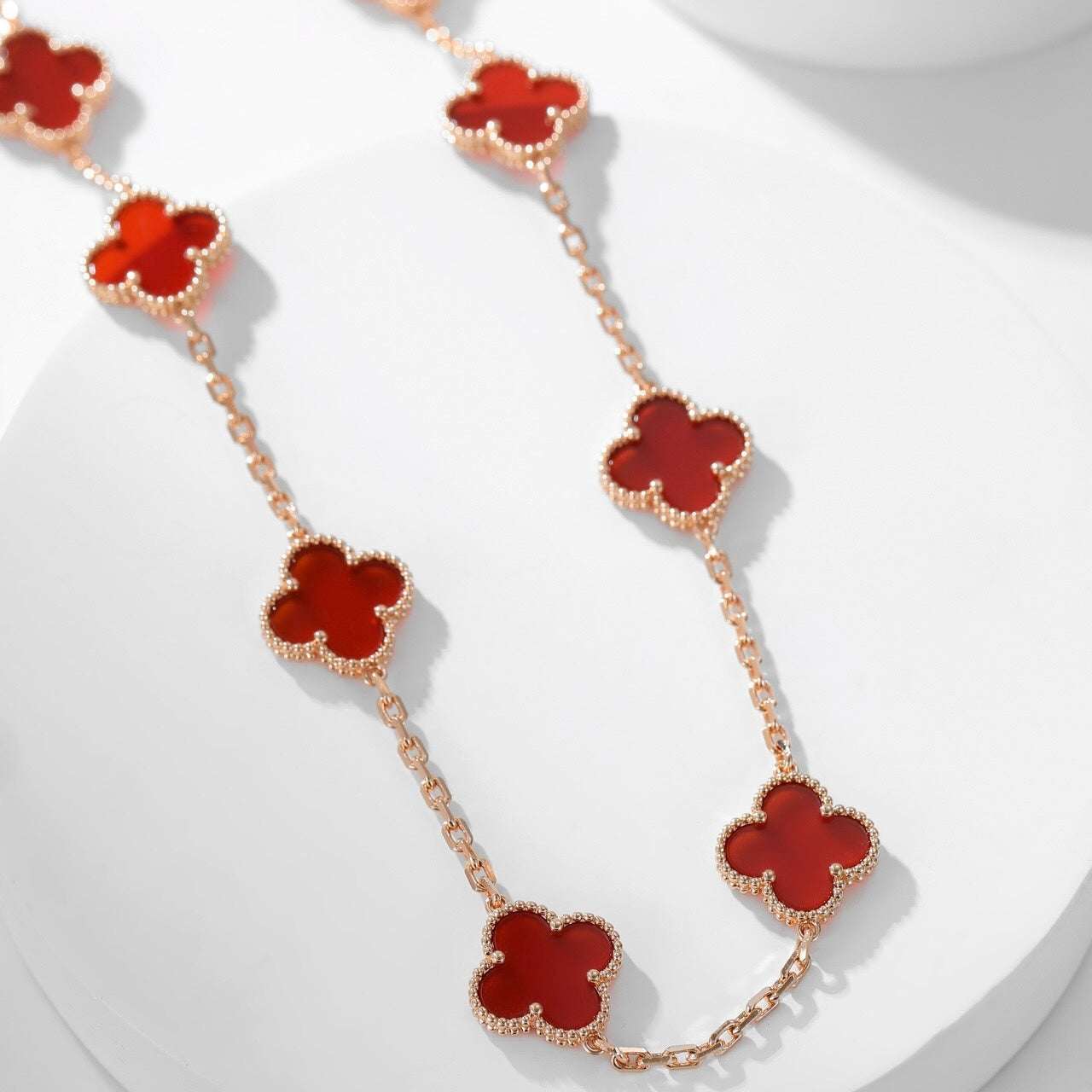 [Rosla Jewelry]CLOVER 10 MOTIFS CARNELIAN NECKLACE