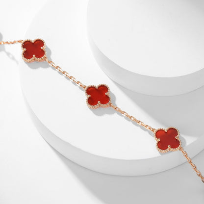 [Rosla Jewelry]CLOVER 10 MOTIFS CARNELIAN NECKLACE