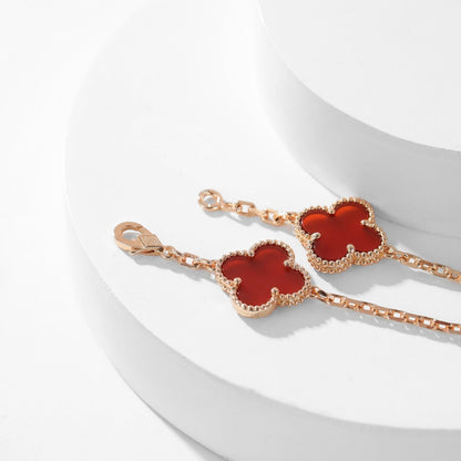 [Rosla Jewelry]CLOVER 10 MOTIFS CARNELIAN NECKLACE