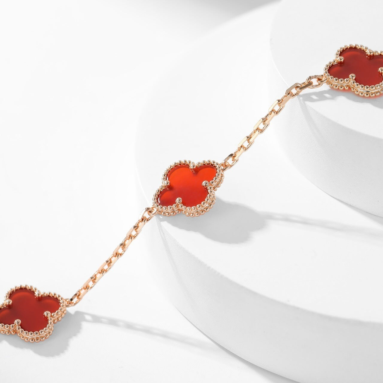 [Rosla Jewelry]CLOVER 10 MOTIFS CARNELIAN NECKLACE