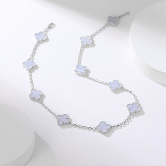 [Rosla Jewelry]CLOVER 10 MOTIFS PURPLE CHALCEDONY NECKLACE