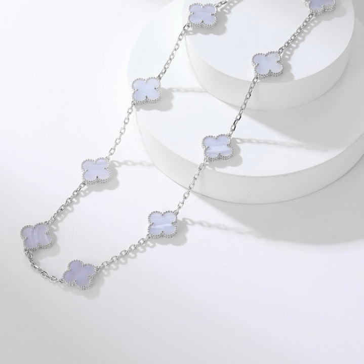 [Rosla Jewelry]CLOVER 10 MOTIFS PURPLE CHALCEDONY NECKLACE