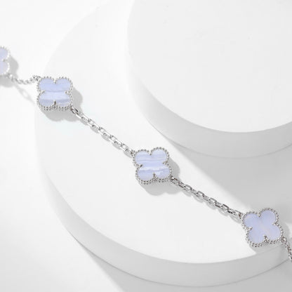 [Rosla Jewelry]CLOVER 10 MOTIFS PURPLE CHALCEDONY NECKLACE