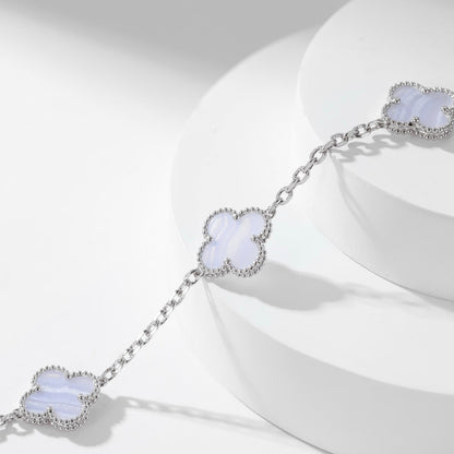 [Rosla Jewelry]CLOVER 10 MOTIFS PURPLE CHALCEDONY NECKLACE