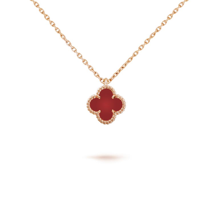 [Rosla Jewelry]CLOVER MINI 9.5MM WHITE CARNELIANS NECKLACE