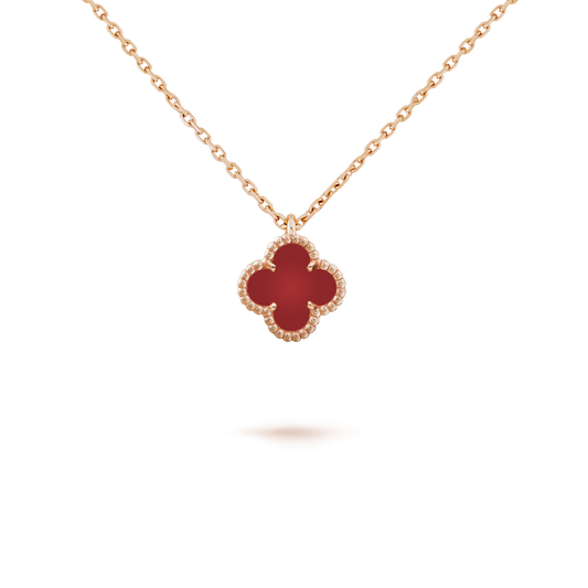 [Rosla Jewelry]CLOVER MINI 9.5MM WHITE CARNELIANS NECKLACE