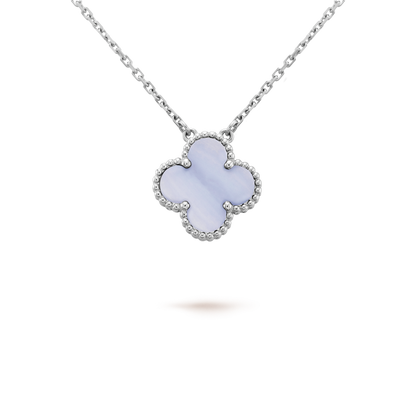 [Rosla Jewelry]CLOVER 15MM BLUE CHALCEDONY NECKLACE SILVER