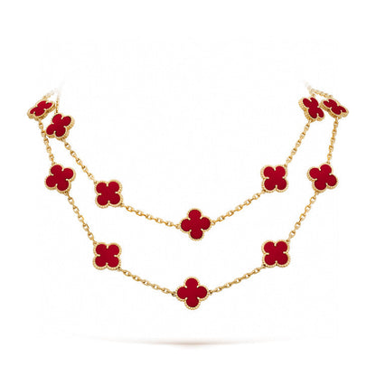 [Rosla Jewelry]CLOVER 20 MOTIFS CARNELIAN NECKLACE