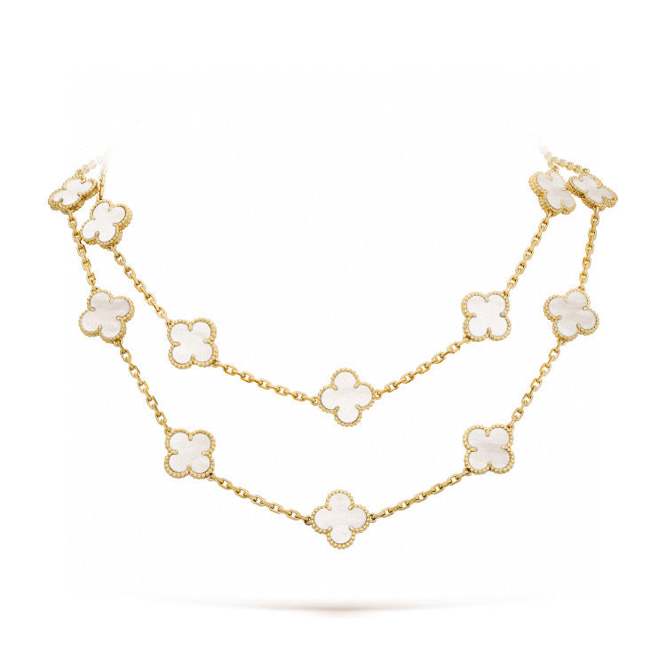 [Rosla Jewelry]CLOVER 20 MOTIFS WHITE MOP NECKLACE