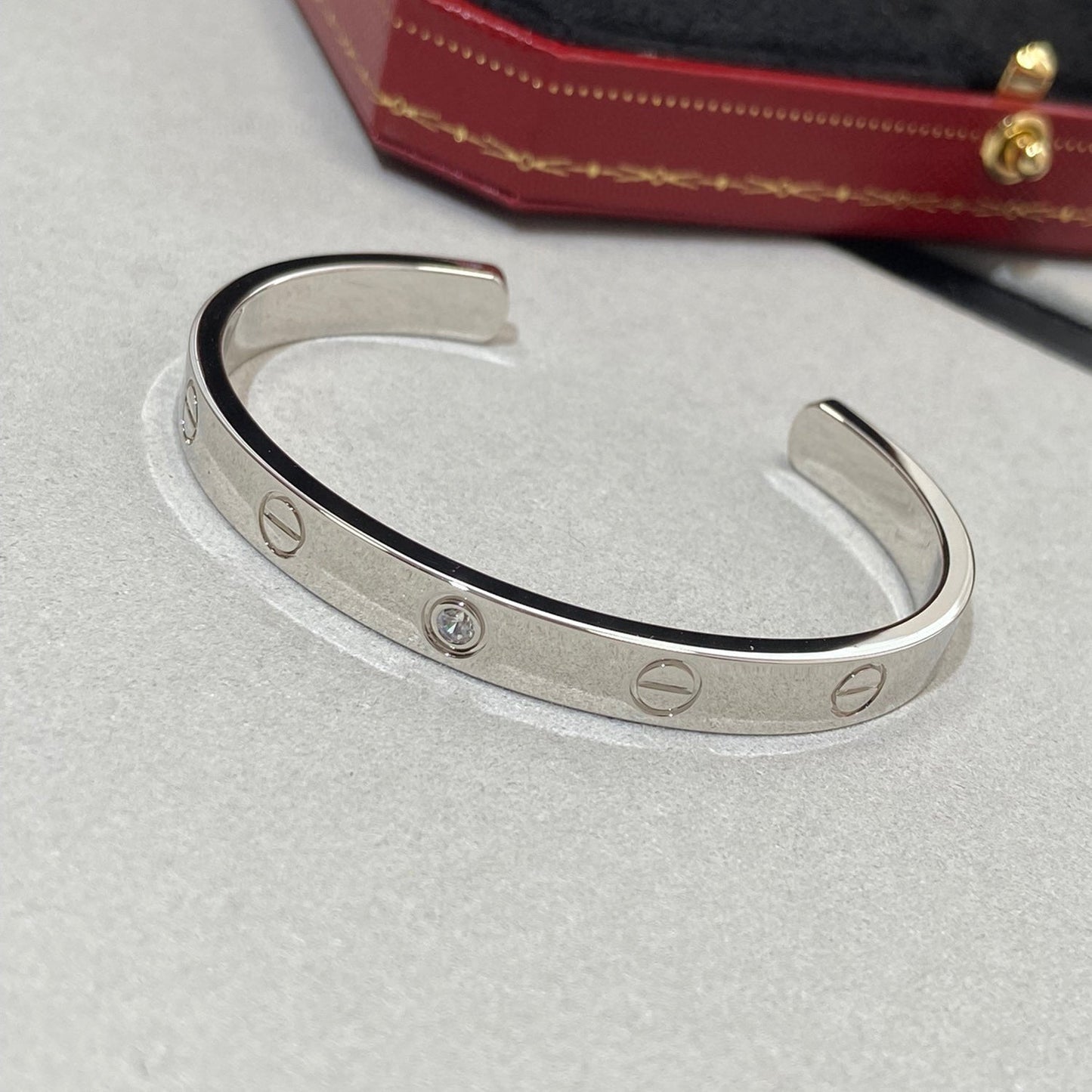 [Rosla Jewelry]LOVE BRACELET 6.1MM 1 DIAMOND OPEN CUFF