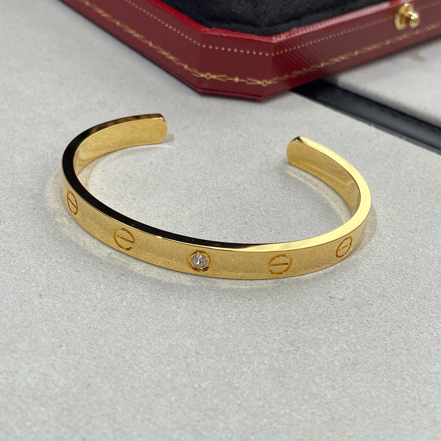 [Rosla Jewelry]LOVE BRACELET 6.1MM 1 DIAMOND OPEN CUFF