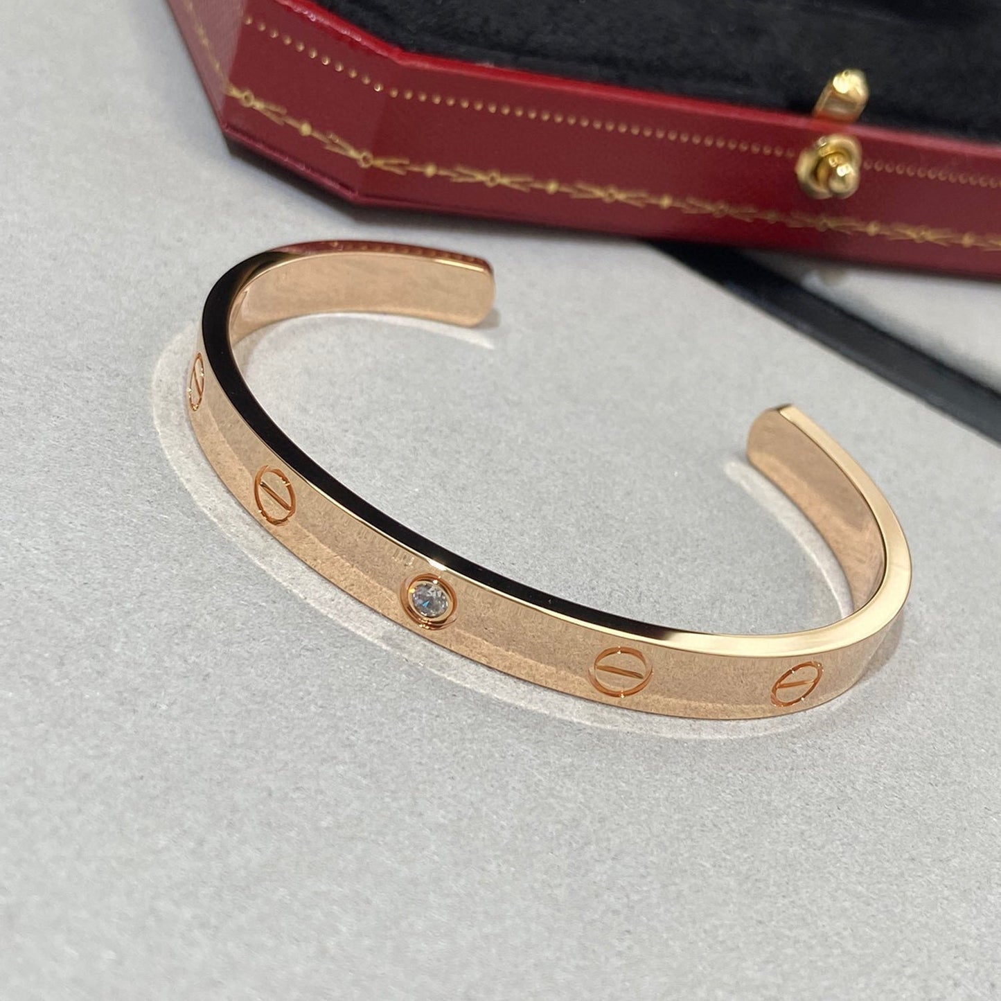 [Rosla Jewelry]LOVE BRACELET 6.1MM 1 DIAMOND OPEN CUFF