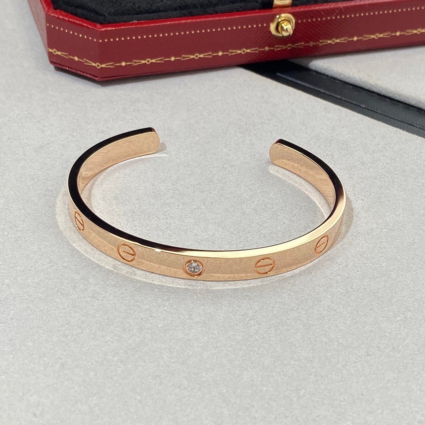 [Rosla Jewelry]LOVE BRACELET 6.1MM 1 DIAMOND OPEN CUFF