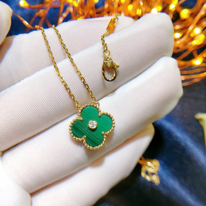 [Rosla Jewelry]CLOVER 15MM DIAMOND TURQUOISE NECKLACE