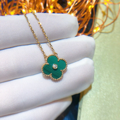 [Rosla Jewelry]CLOVER 15MM DIAMOND TURQUOISE NECKLACE