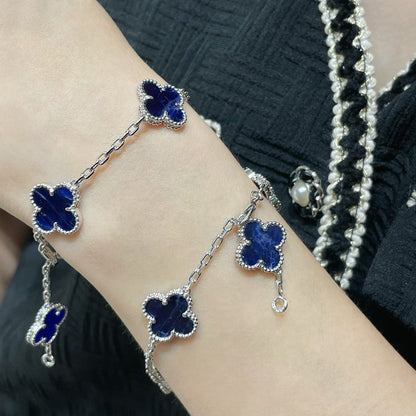 [Rosla Jewelry]CLOVER 5 MOTIF PIETERSITE SILVER BRACELET