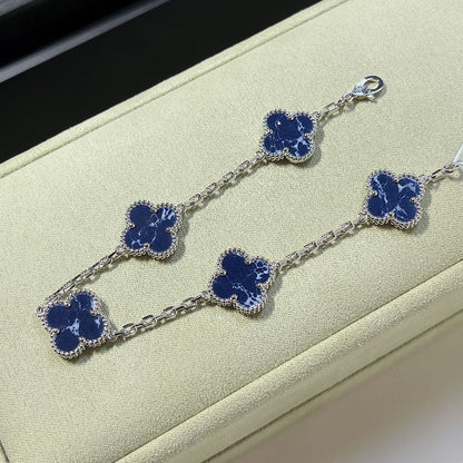 [Rosla Jewelry]CLOVER 5 MOTIF PIETERSITE SILVER BRACELET