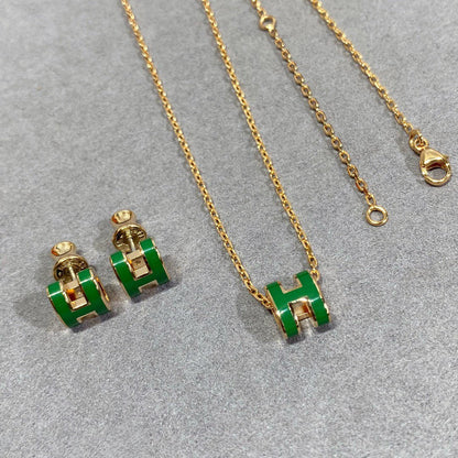 [Rosla Jewelry]POP H GREEN NECKLACE SILVER AND GOLD