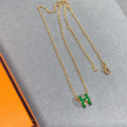 [Rosla Jewelry]POP H GREEN NECKLACE SILVER AND GOLD