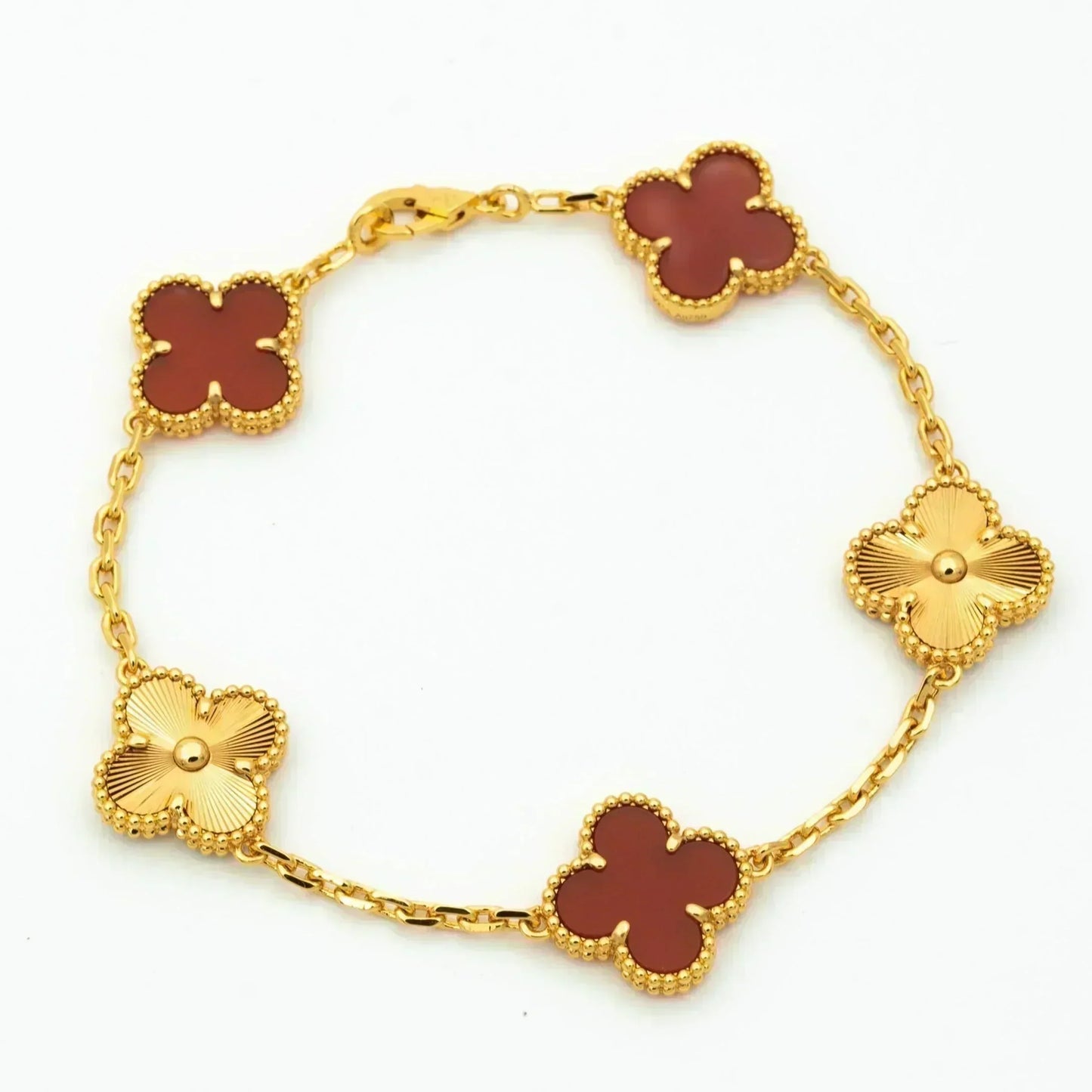 [Rosla Jewelry]CLOVER  5 MOTIFS CARNELIAN GOLD BRACELET