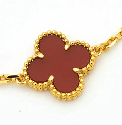 [Rosla Jewelry]CLOVER 5 MOTIFS CARNELIAN DIAMOND BRACELET