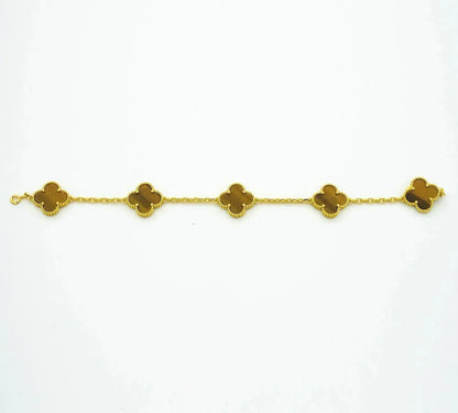 [Rosla Jewelry]CLOVER  5 MOTIFS TIGER EYE BRACELET