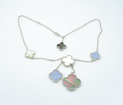 [Rosla Jewelry]CLOVER MOP CHALCEDONY NECKLACE SILVER 6 MOTIF