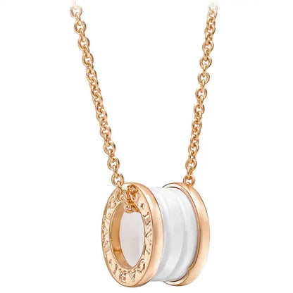 [Rosla Jewelry]ZERO 1 WHITE CERAMIC PINK GOLD DIAMOND NECKLACE