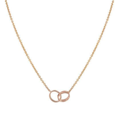 [Rosla Jewelry]LOVE NECKLACE DOUBLE RING PINK GOLD