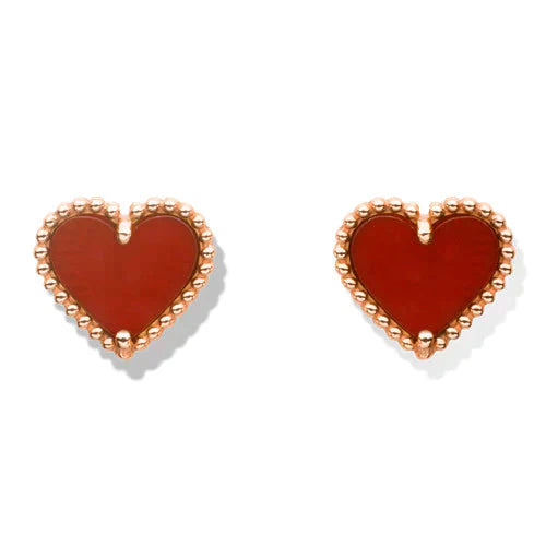 [Rosla Jewelry]HEART CARNELIAN STUD EARRINGS