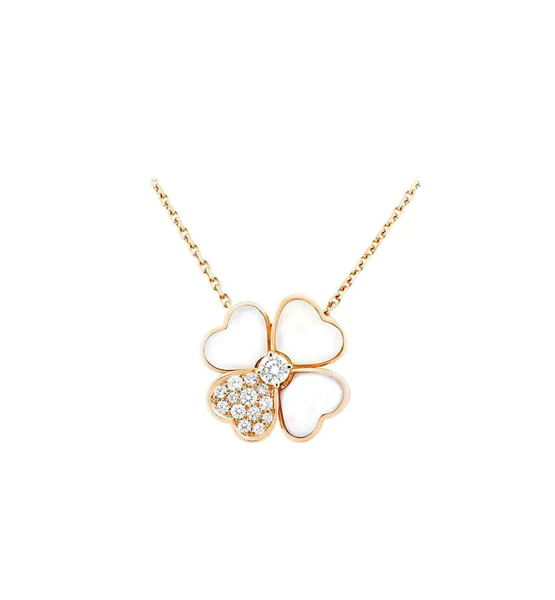 [Rosla Jewelry]CLOVER MOP DIAMOND ROSE GOLD NECKLACE