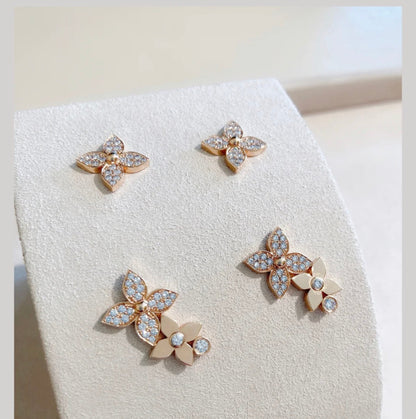 [Rosla Jewelry]STAR BLOSSOM STUD EARRINGS PINK GOLD DIAMONDS