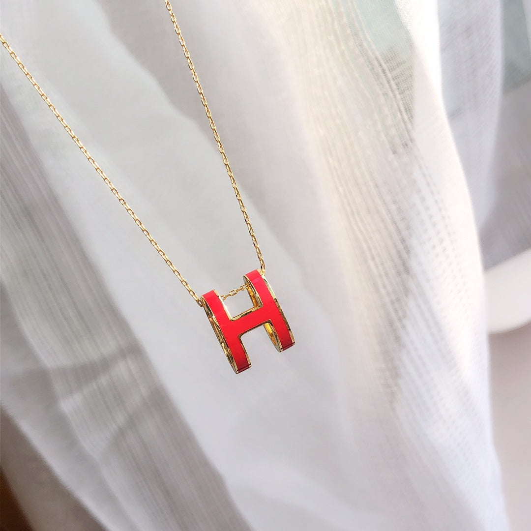 [Rosla Jewelry]HM CLIC RED ENAMEL GOLD NECKLACE