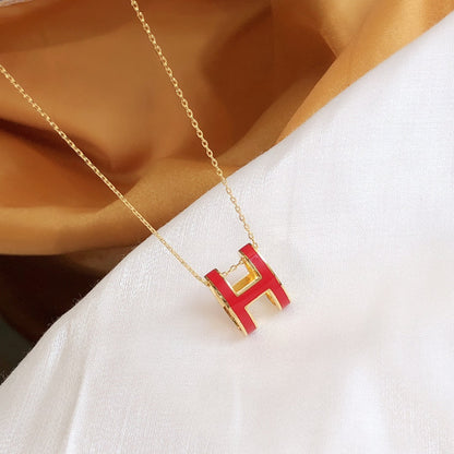 [Rosla Jewelry]HM CLIC RED ENAMEL GOLD NECKLACE