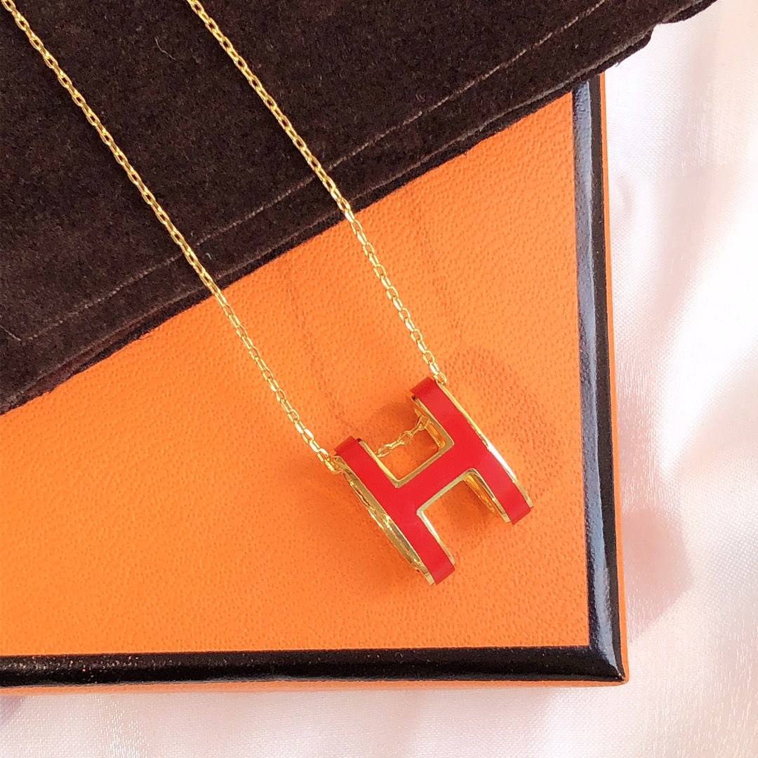 [Rosla Jewelry]HM CLIC RED ENAMEL GOLD NECKLACE