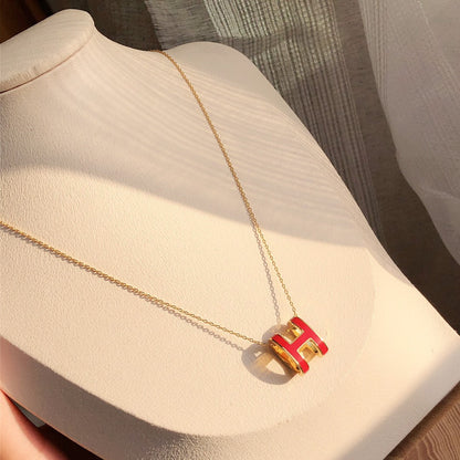 [Rosla Jewelry]HM CLIC RED ENAMEL GOLD NECKLACE