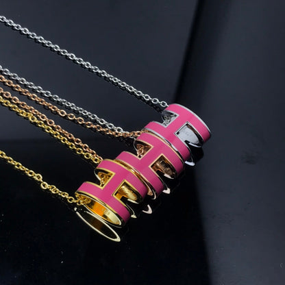 [Rosla Jewelry]H NECKLACE PINK