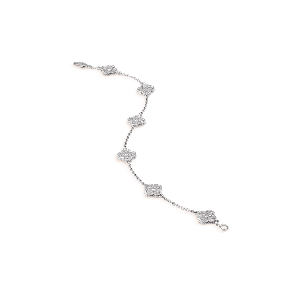 [Rosla Jewelry]CLOVER 6 MOTIF SILVER DIAMOND BRACELET