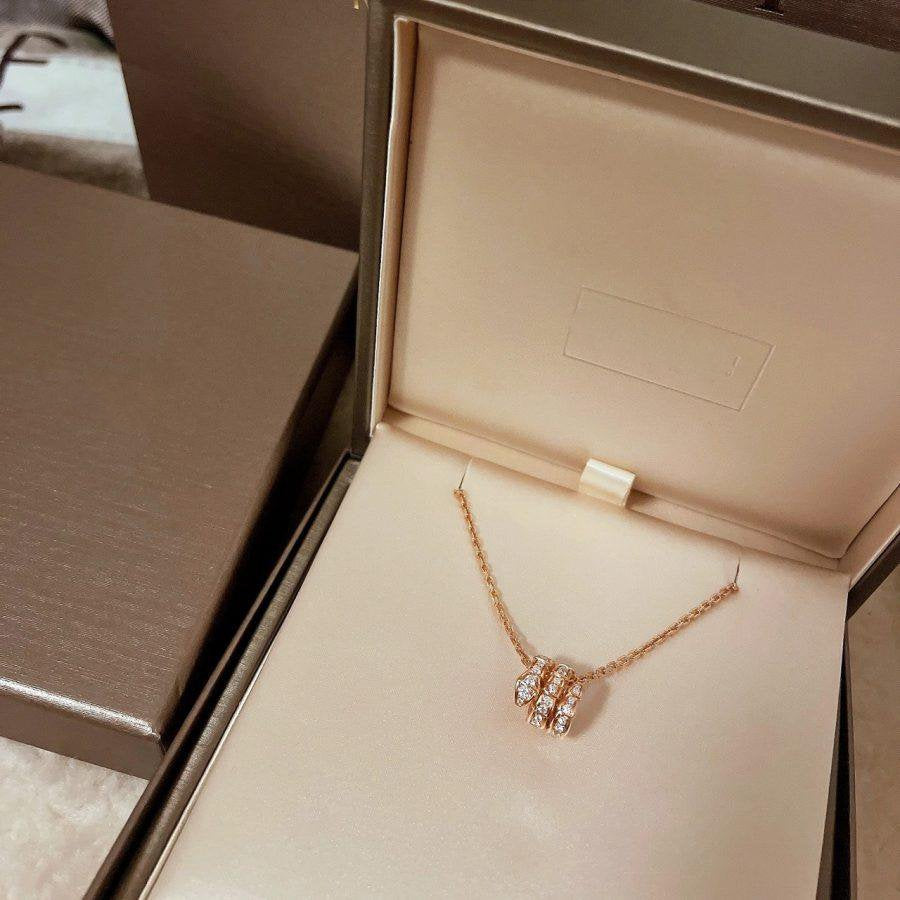 [Rosla Jewelry]SERPENTI PINK GOLD NECKLACE DOUBLE RING DIAMOND