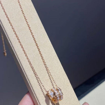 [Rosla Jewelry]SERPENTI PINK GOLD NECKLACE DOUBLE RING DIAMOND