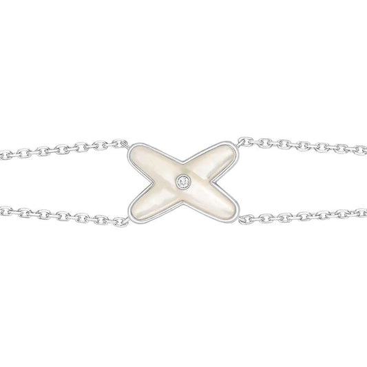 [Rosla Jewelry]JEUX BRACELET WHITE MOP SILVER 1 DIAMOND