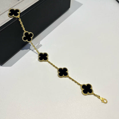 [Rosla Jewelry]CLOVER  5 MOTIFS BLACK ONYX BRACELET