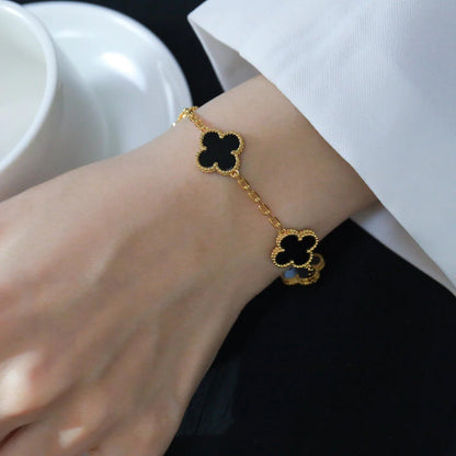 [Rosla Jewelry]CLOVER  5 MOTIFS BLACK ONYX BRACELET