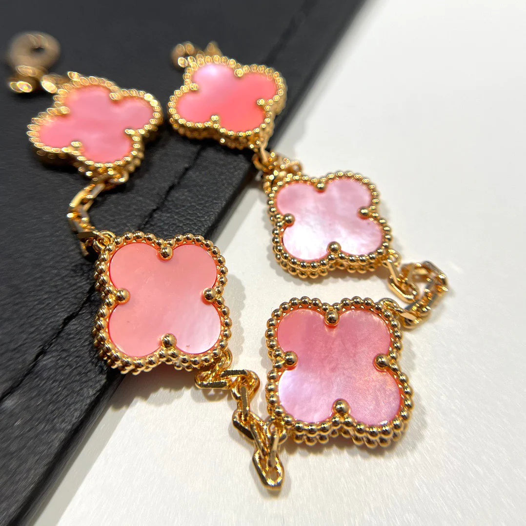 [Rosla Jewelry]CLOVER 5 PINK MOP BRACELET