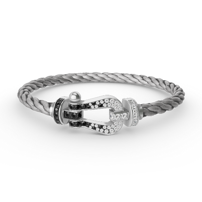 [Rosla Jewelry]FORCE LARGE HORSESHOE BLACK WHITE DIAMOND BRACELET SILVER