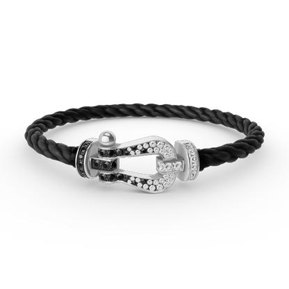 [Rosla Jewelry]FORCE LARGE HORSESHOE BLACK WHITE DIAMOND BRACELET SILVER