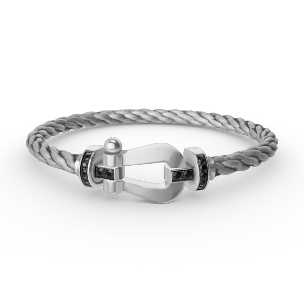 [Rosla Jewelry]FORCE LARGE HORSESHOE BLACK DIAMOND BRACELET SILVER