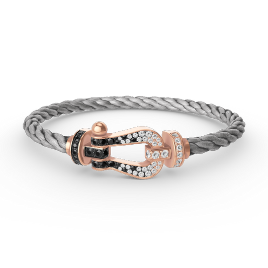 [Rosla Jewelry]FORCE LARGE HORSESHOE BLACK WHITE DIAMOND BRACELET ROSE GOLD