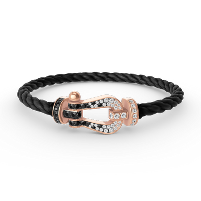 [Rosla Jewelry]FORCE LARGE HORSESHOE BLACK WHITE DIAMOND BRACELET ROSE GOLD