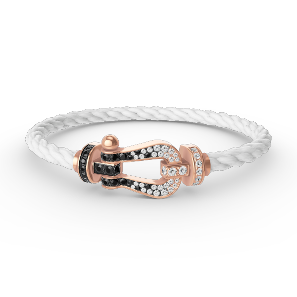 [Rosla Jewelry]FORCE LARGE HORSESHOE BLACK WHITE DIAMOND BRACELET ROSE GOLD